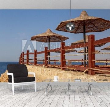 Bild på sunshade beach umbrellas in resort in Sharm El Sheikh Egypt